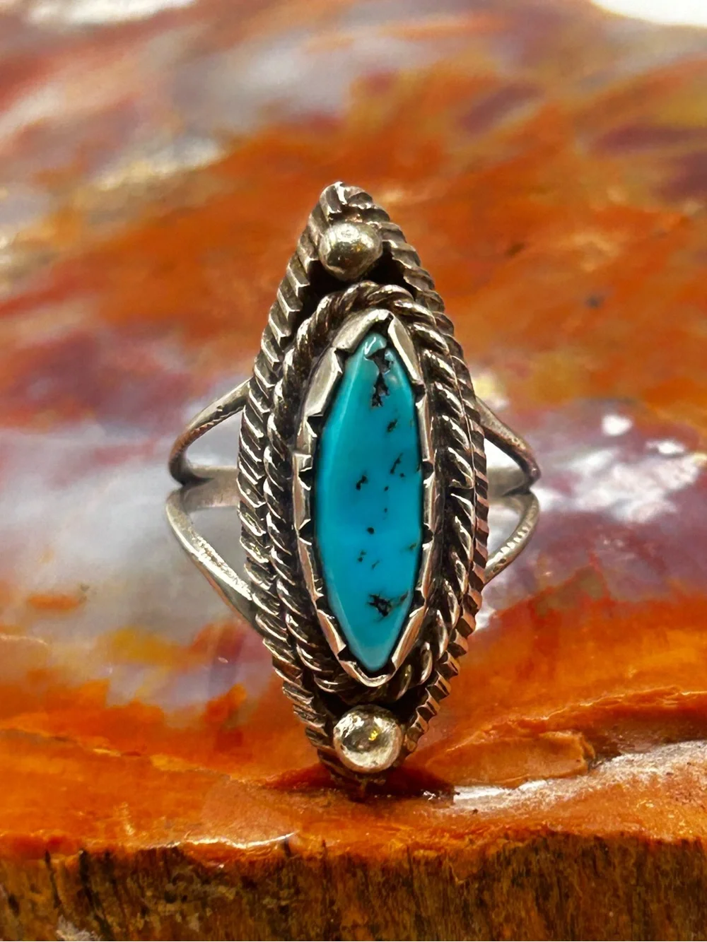 Southwest Sterling Silver Turquoise Ring - Size 9.5, handcrafted piece